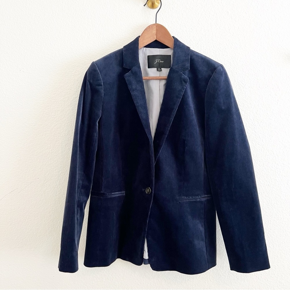 J. Crew Navy Blue Chorduroy Blazer Jacket Size 8